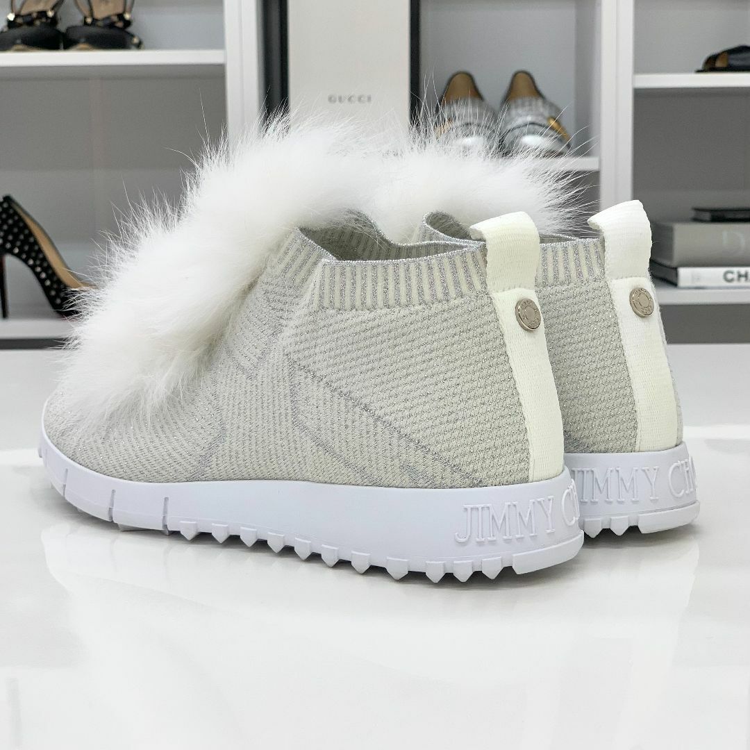JIMMY CHOO - 3781 ジミーチュウ ニット ファー ラメ スニーカー JIMMY CHOO - 3781 ジミーチュウ ニット ファー ラメ スニーカー