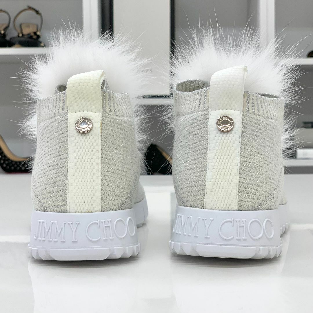 JIMMY CHOO - 3781 ジミーチュウ ニット ファー ラメ スニーカー JIMMY CHOO - 3781 ジミーチュウ ニット ファー ラメ スニーカー