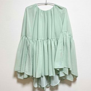 セルフォード(CELFORD)の【美品】セルフォード ペプラムケープブラウス ミント MNT(シャツ/ブラウス(長袖/七分))
