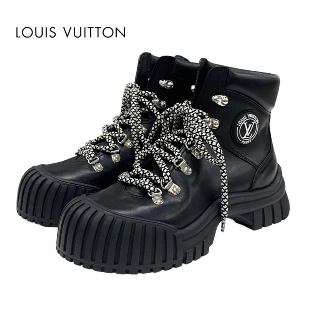 LOUIS VUITTON - ルイヴィトン LOUIS VUITTON ルビーライン ブーツ ショートブーツ 靴 シューズ レザー ラバー ブラック 黒 アンクルブーツ ロゴ レースアップ