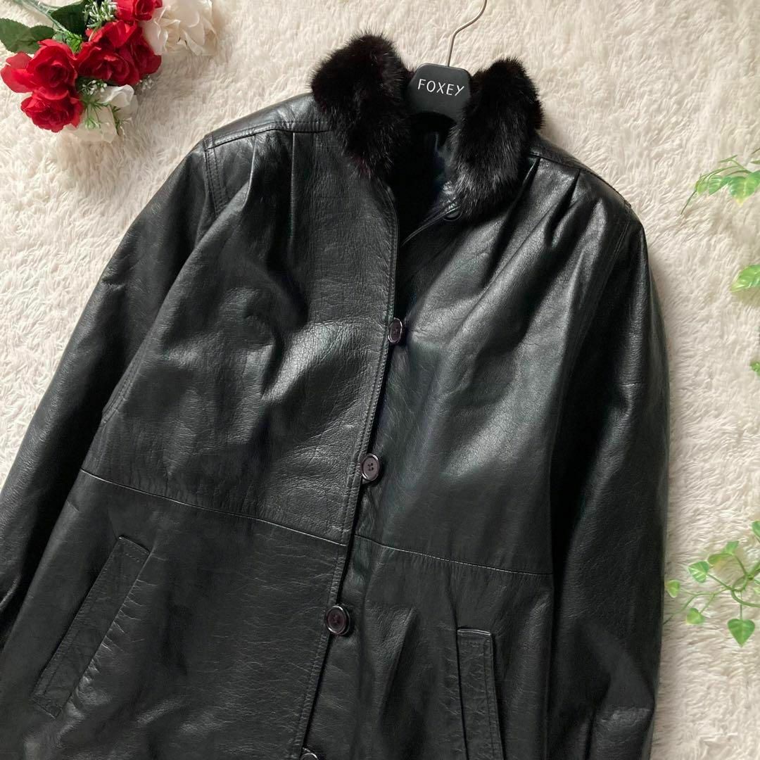 VINTAGE - ヴィンテージ 中綿入りレザーコート ミンクファー 本 VINTAGE - ヴィンテージ 中綿入りレザーコート ミンクファー 本