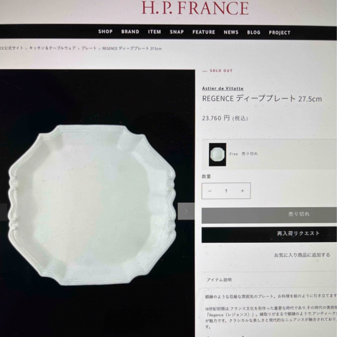 ASTIER de VILLATTE - Astier アスティエ ディナープレート 皿 ASTIER de VILLATTE - Astier アスティエ ディナープレート 皿