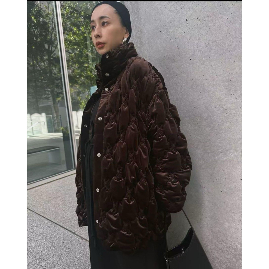 Ameri アメリ ブラウンVELOUR QUILTING BLOUSON Ameri アメリ ブラウンVELOUR QUILTING BLOUSON
