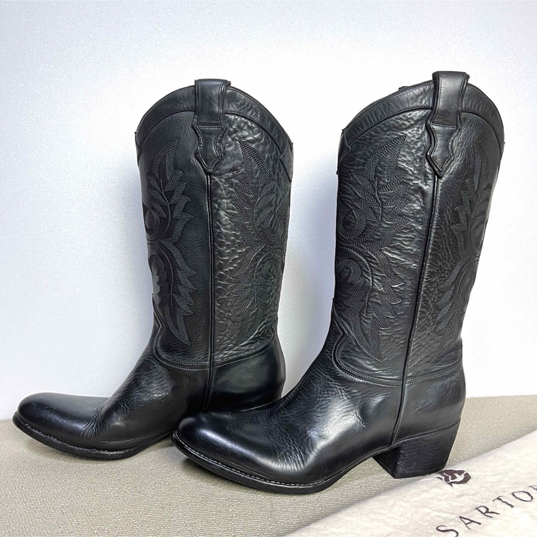 37.5 SARTORE ウエスタン ロングブーツ 黒 24.5 アンティーク 37.5 SARTORE ウエスタン ロングブーツ 黒 24.5 アンティーク