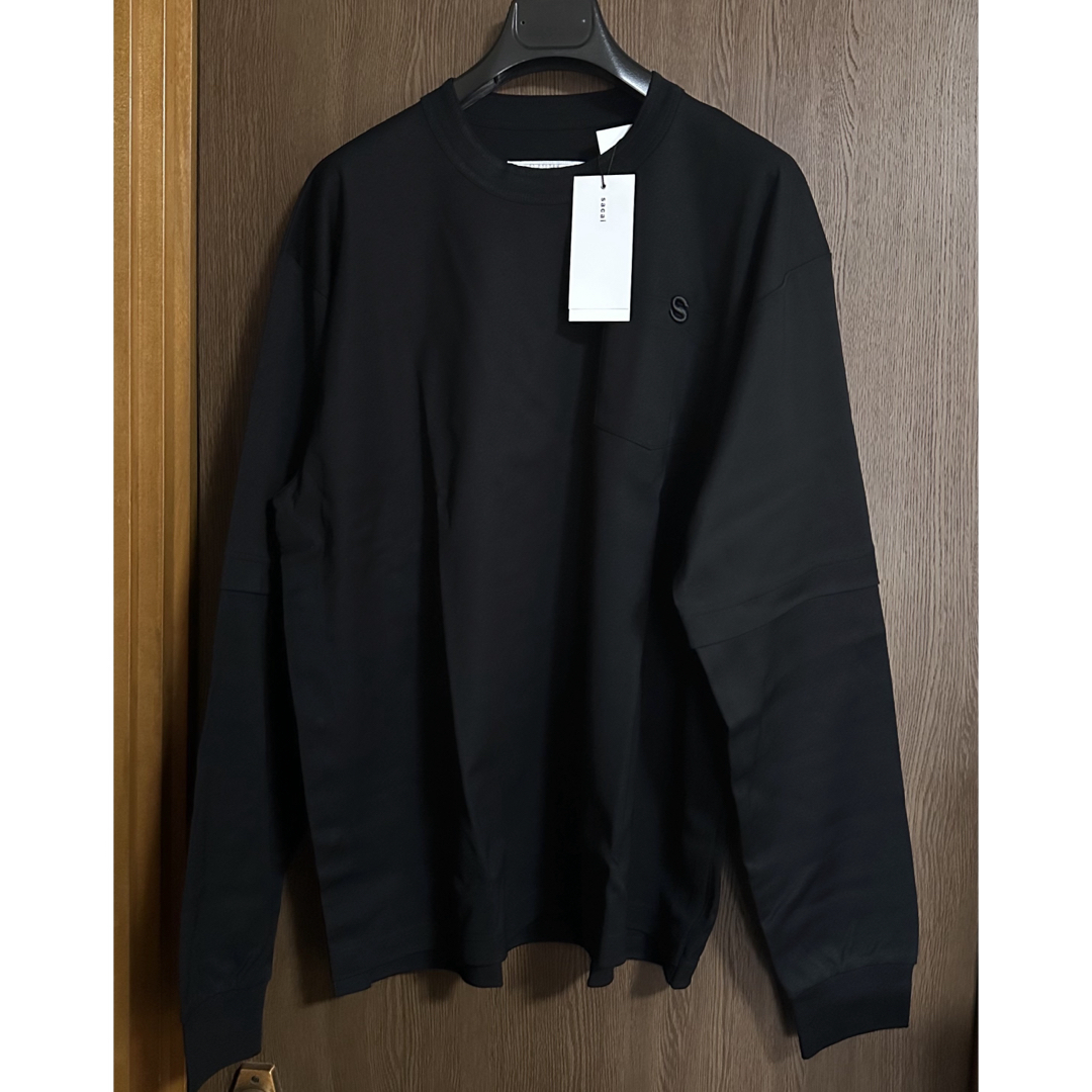 黒4新品 sacai S ロゴ パッチ ロング Tシャツ 長袖 メンズ 黒4新品 sacai S ロゴ パッチ ロング Tシャツ 長袖 メンズ