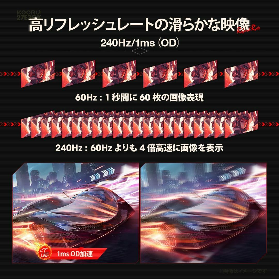 スタイル:【27E3QK】27インチ/WQHD/240HZ】KOORUI ゲーの通販 by スタイル:【27E3QK】27インチ/WQHD/240HZ】KOORUI ゲーの通販 by