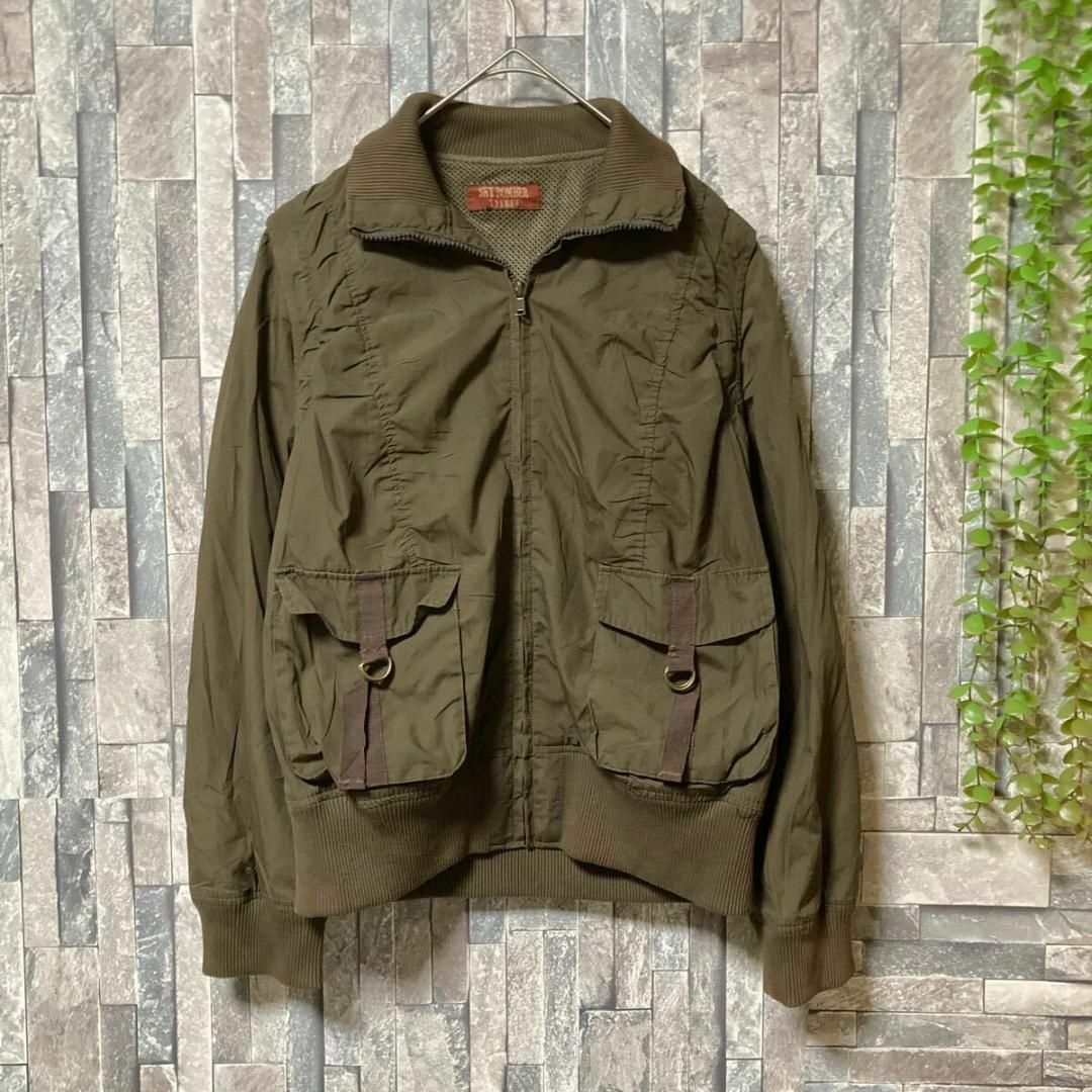 ベーコン BIG BOMBER ミリタリージャケット 中綿 フード XS カーキ