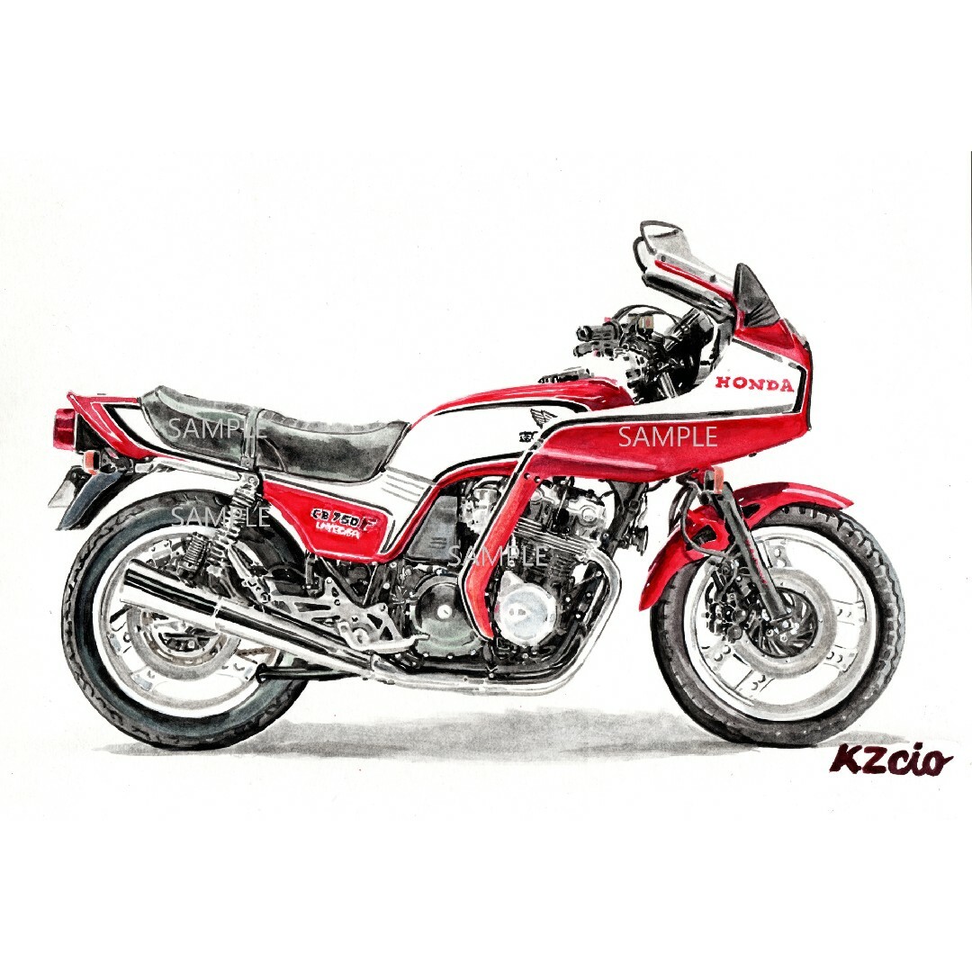 ホンダ - ホンダ CB750F インテグラ 水彩画 バイク イラスト ホンダ - ホンダ CB750F インテグラ 水彩画 バイク イラスト