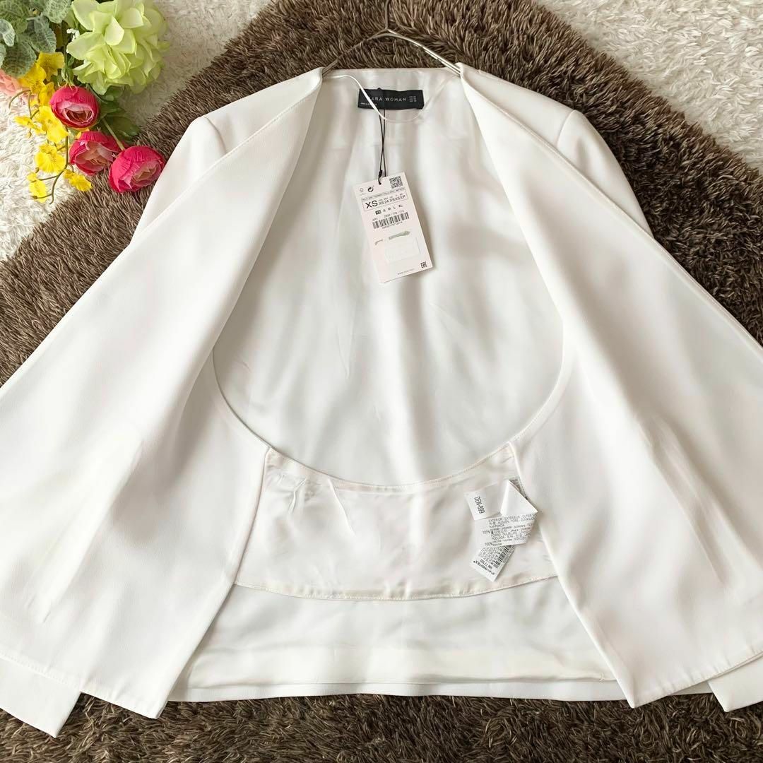 未使用 ZARA ザラ ケープ風 ノーカラージャケット ブレザー 未使用 ZARA ザラ ケープ風 ノーカラージャケット ブレザー