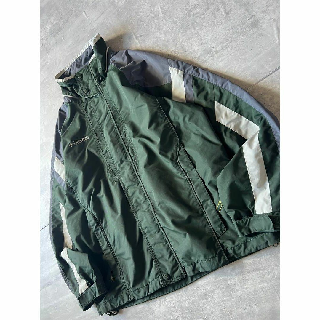 人気グリーン、テック系】Columbiaマウンテンジャケット古着ロゴ 人気グリーン、テック系】Columbiaマウンテンジャケット古着ロゴ