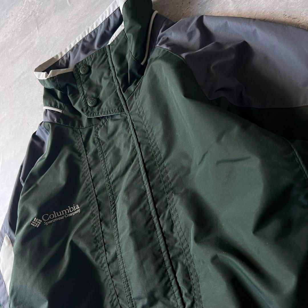 人気グリーン、テック系】Columbiaマウンテンジャケット古着ロゴ 人気グリーン、テック系】Columbiaマウンテンジャケット古着ロゴ