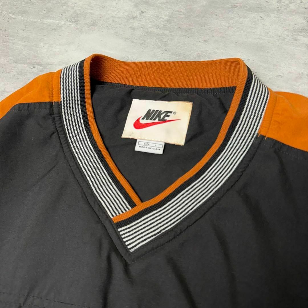 90s USA製 NIKE ビッグロゴ ナイロンプルオーバー L 黒 オレンジ 90s USA製 NIKE ビッグロゴ ナイロンプルオーバー L 黒 オレンジ