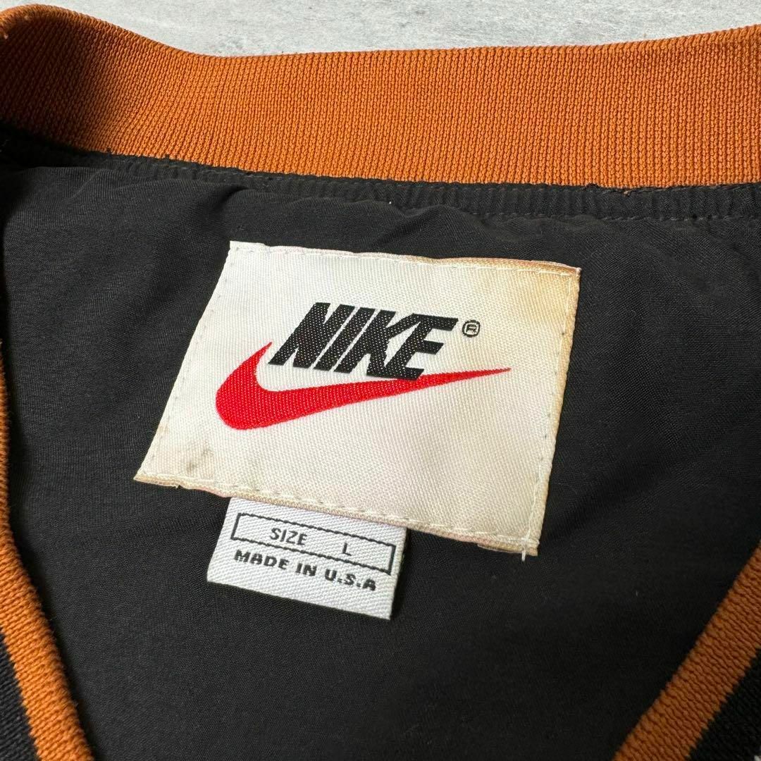 90s USA製 NIKE ビッグロゴ ナイロンプルオーバー L 黒 オレンジ 90s USA製 NIKE ビッグロゴ ナイロンプルオーバー L 黒 オレンジ