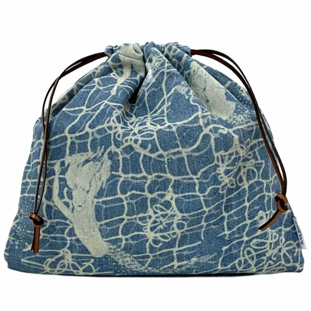 LOEWE - ロエベ 巾着 ポーチ ドローストリング ライトブルー LOEWE - ロエベ 巾着 ポーチ ドローストリング ライトブルー