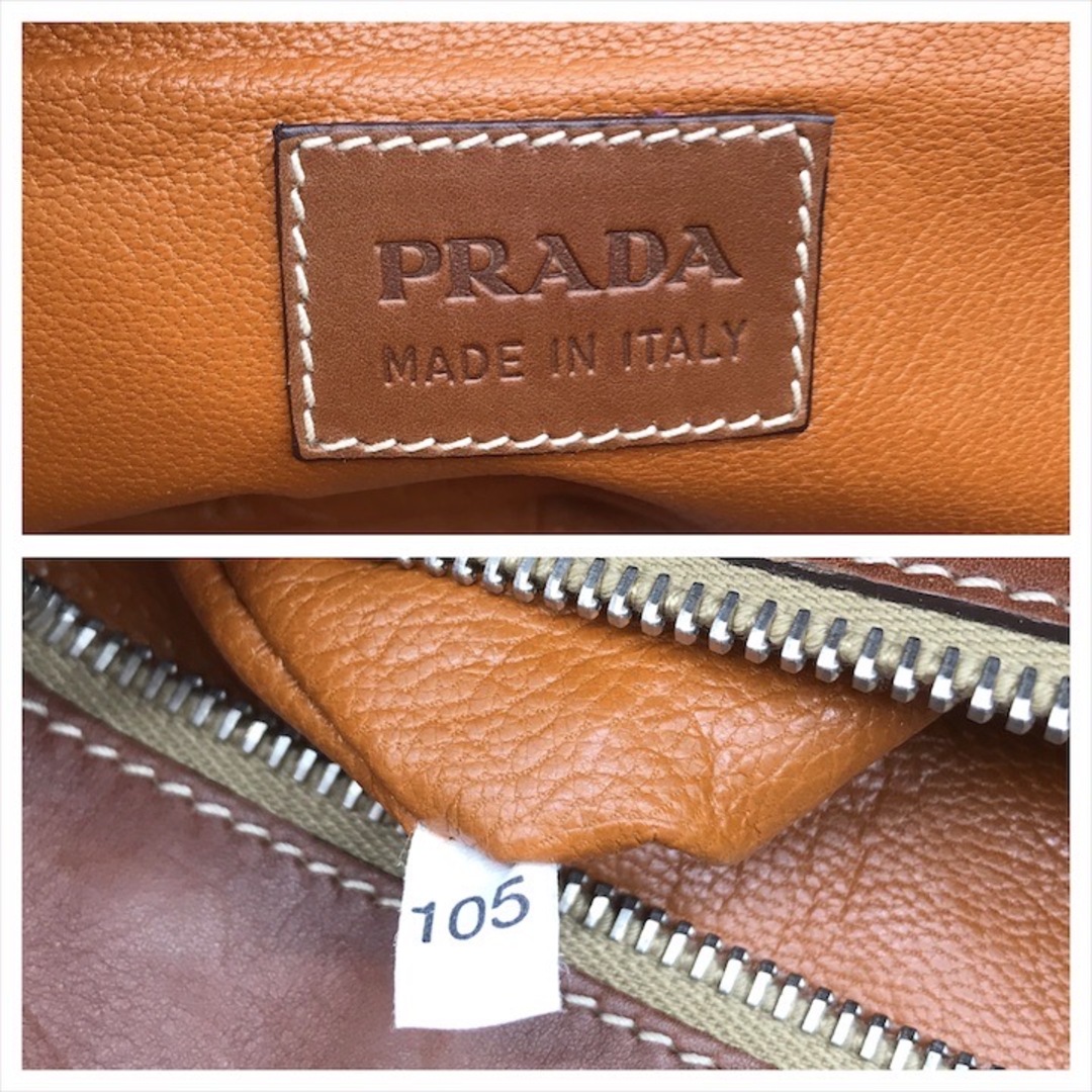 PRADA - 良品 PRADA プラダ ロゴ型押し シルバー金具 キャンバス PRADA - 良品 PRADA プラダ ロゴ型押し シルバー金具 キャンバス