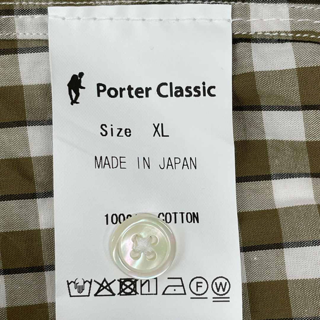 ポータークラシック ベージュ ギンガムチェック ロールアップ 長袖シャツ XL ポータークラシック ベージュ ギンガムチェック ロールアップ 長袖シャツ XL