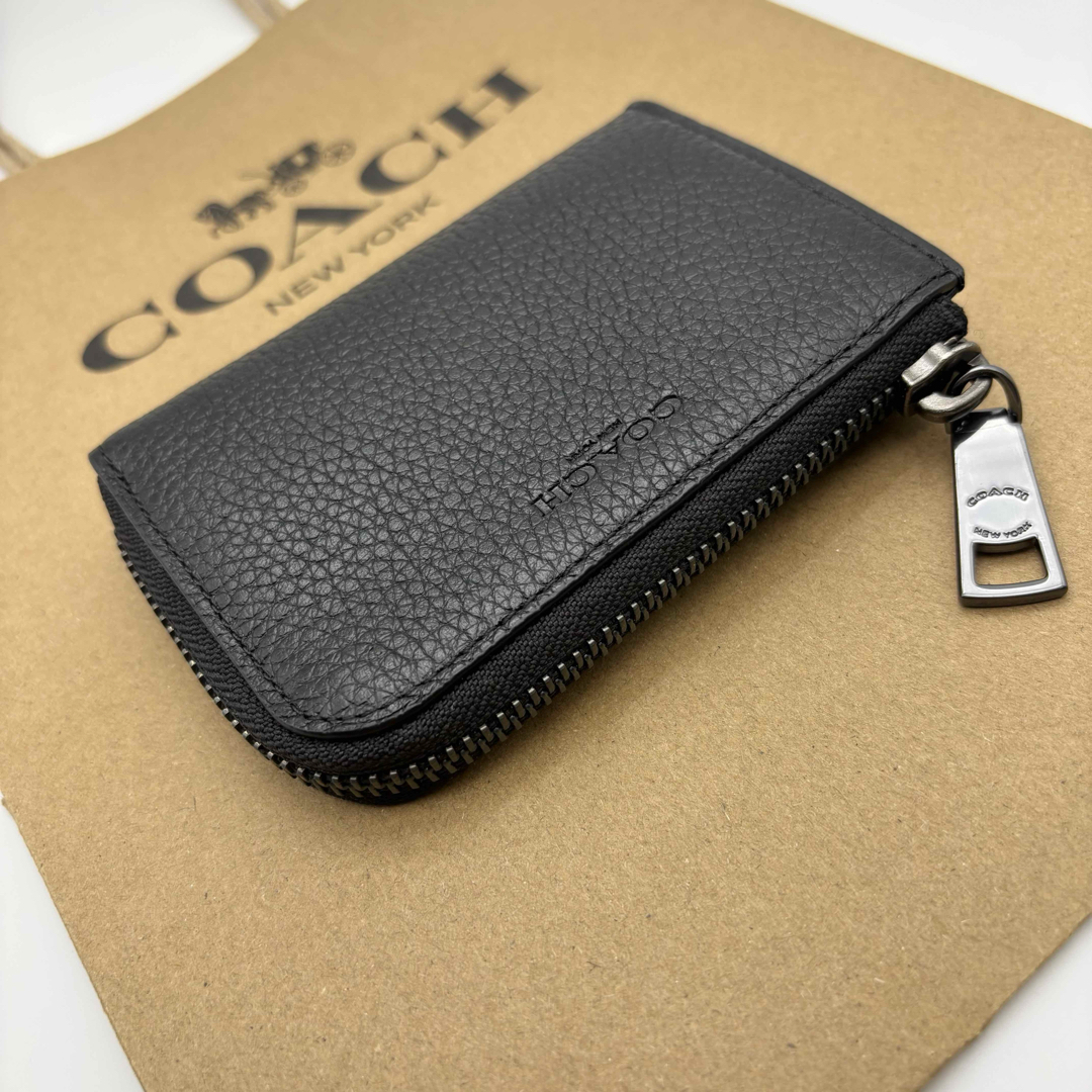 COACH - 【COACH☆新品】 ジップ キー ケース!ブラック!ペブル COACH - 【COACH☆新品】 ジップ キー ケース!ブラック!ペブル