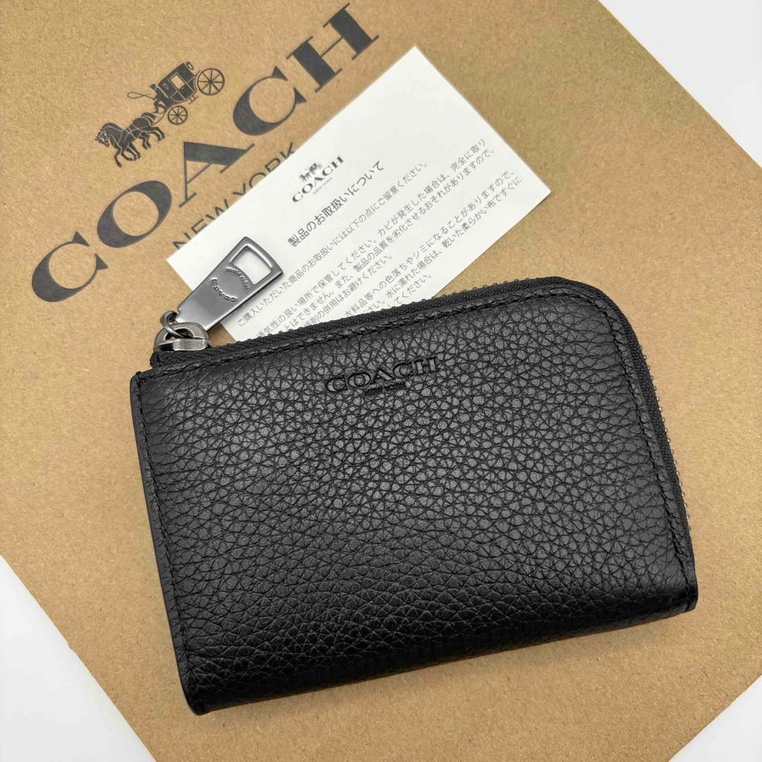 COACH - 【COACH☆新品】 ジップ キー ケース!ブラック!ペブル COACH - 【COACH☆新品】 ジップ キー ケース!ブラック!ペブル