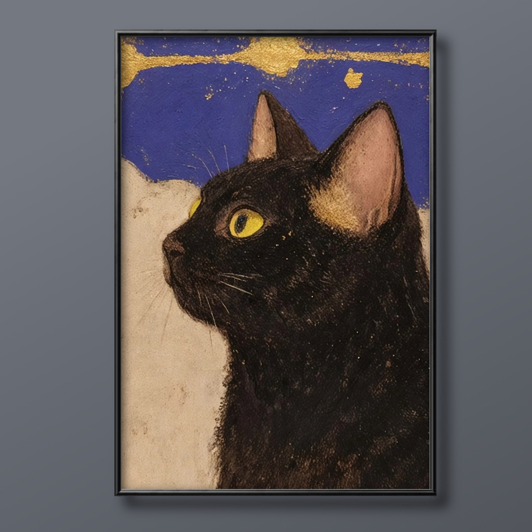 絵画 | イラストポスター 25 ☆ 【黒猫のかっこいい横顔】 エンタメ/ホビーの美術品/アンティーク(絵画/タペストリー)の商品写真