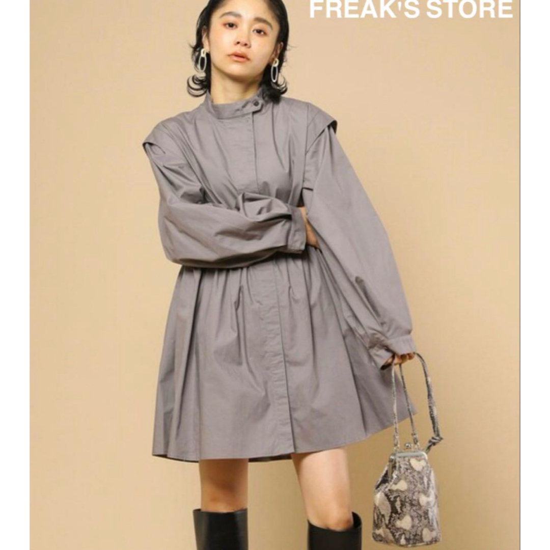 FREAK'S STORE(フリークスストア)のフリークスストア バルーンスリーブ ミニフレアワンピース レディース シャツ レディースのワンピース(ミニワンピース)の商品写真