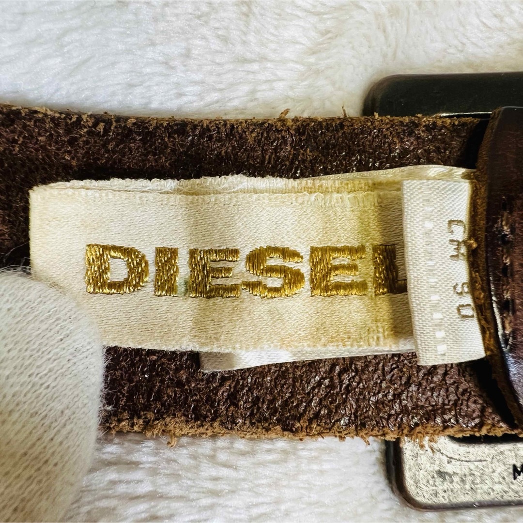 DIESEL - DIESEL レザーベルト ブラウン 90cm 金具ロゴ入り 90 DIESEL - DIESEL レザーベルト ブラウン 90cm 金具ロゴ入り 90