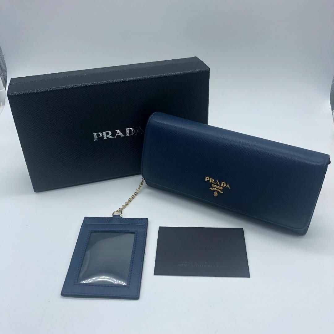 PRADA - 【美品】プラダ(PRADA)サフィアーノ 1MH132 ネイビー 長財布