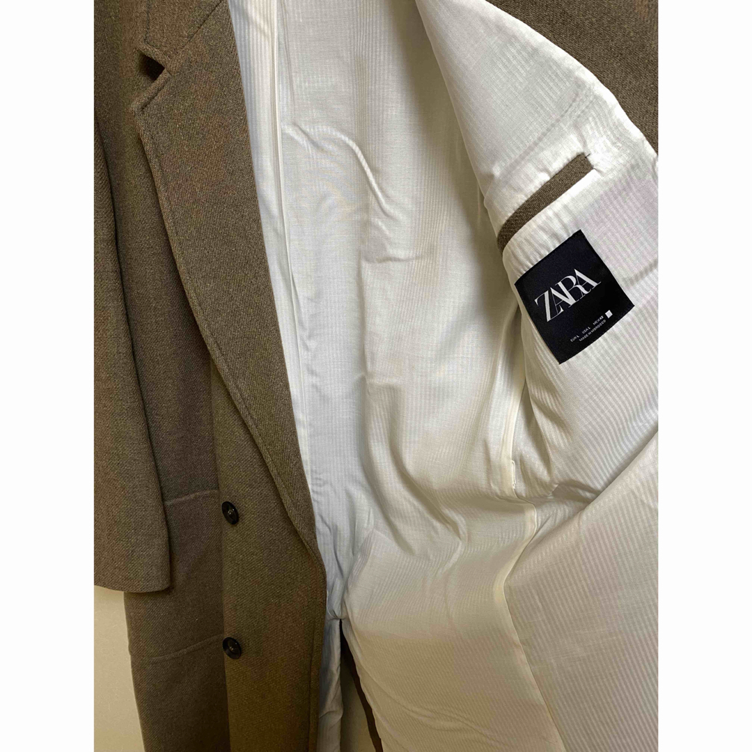ZARA - ZARA/チェスターコート/ベージュ/サイズL/メンズの ZARA - ZARA/チェスターコート/ベージュ/サイズL/メンズの