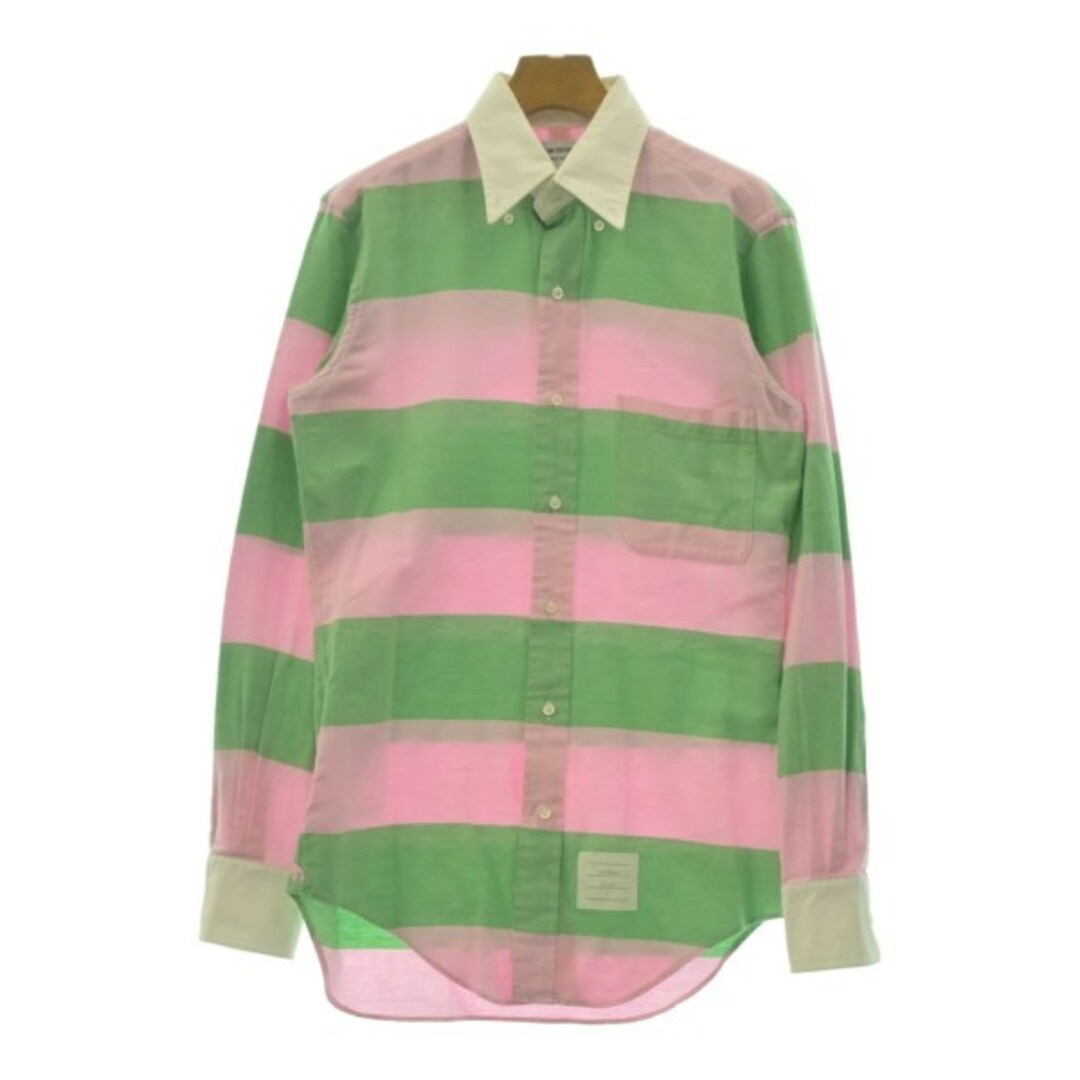 THOM BROWNE - THOM BROWNE カジュアルシャツ 1(S位) ピンクx緑 THOM BROWNE - THOM BROWNE カジュアルシャツ 1(S位) ピンクx緑