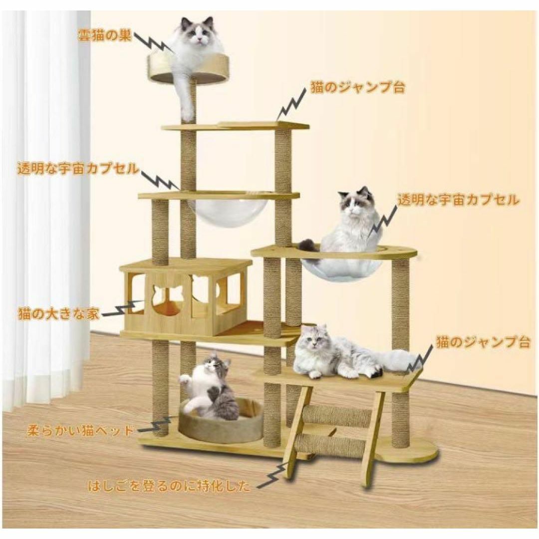 送料無料 ギフト スリム 木製 据え置き キャットタワー 爪とぎ 透明 猫タワー キャットタワー