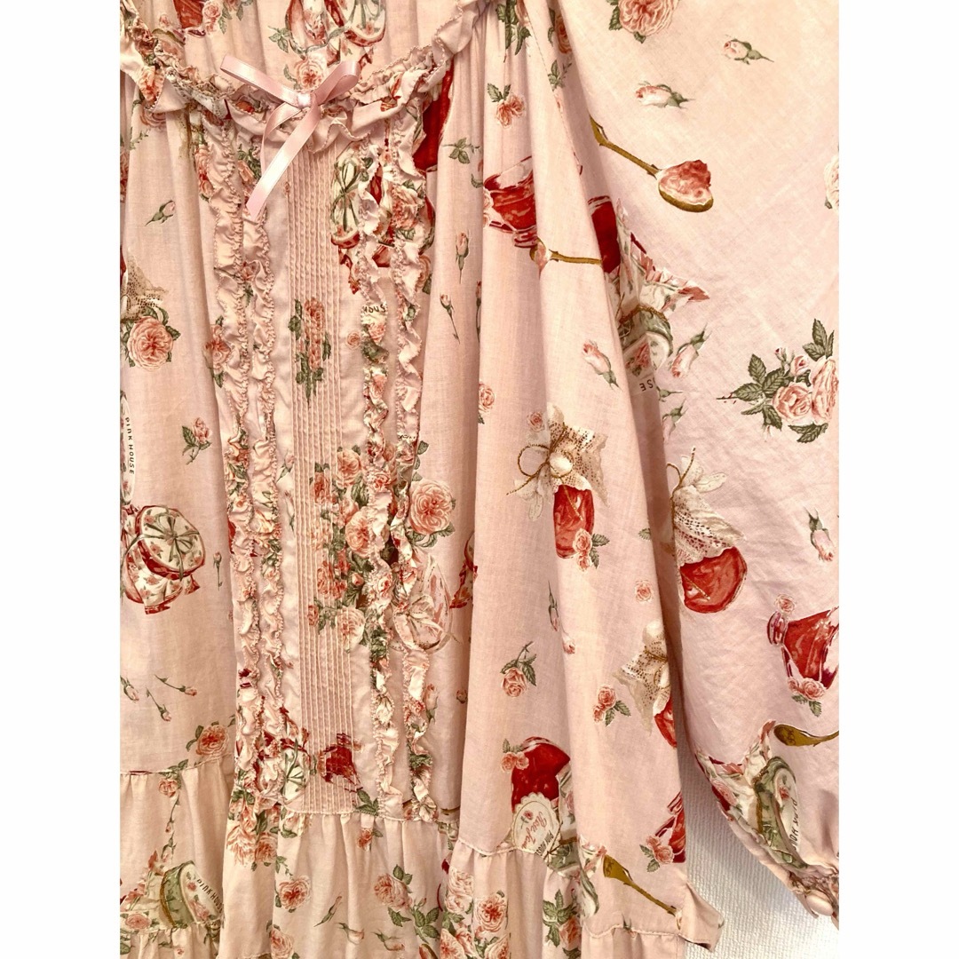 ピンクハウス♡ローズジャムびんプリントミディワンピース ピンクハウス♡ローズジャムびんプリントミディワンピース