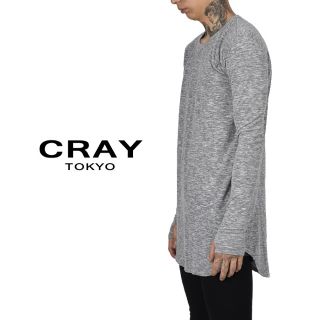 【L】CRAY TOKYO グレー ラウンドカット ロングTシャツ 新品(Tシャツ/カットソー(七分/長袖))