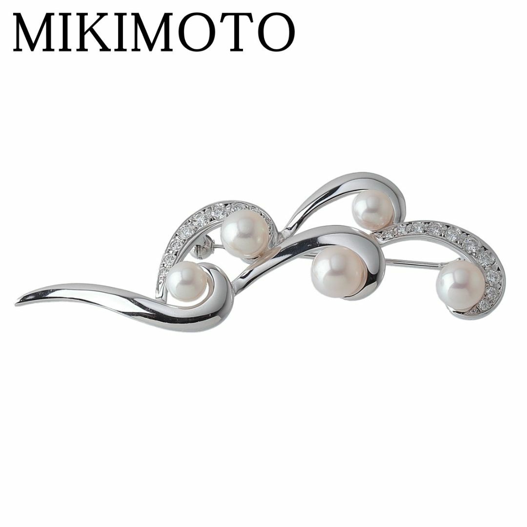 MIKIMOTO - ミキモト パール ダイヤ ブローチ K18WG パール5.5mm～6.7mm 箱 新品仕上げ済 MIKIMOTO【19704】