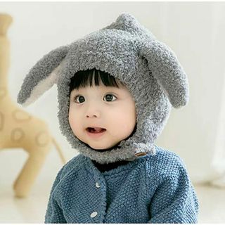 人気♡赤ちゃんニット帽　耳付き　キッズニット帽　もこもこ帽子　ベビー帽子　防寒(帽子)
