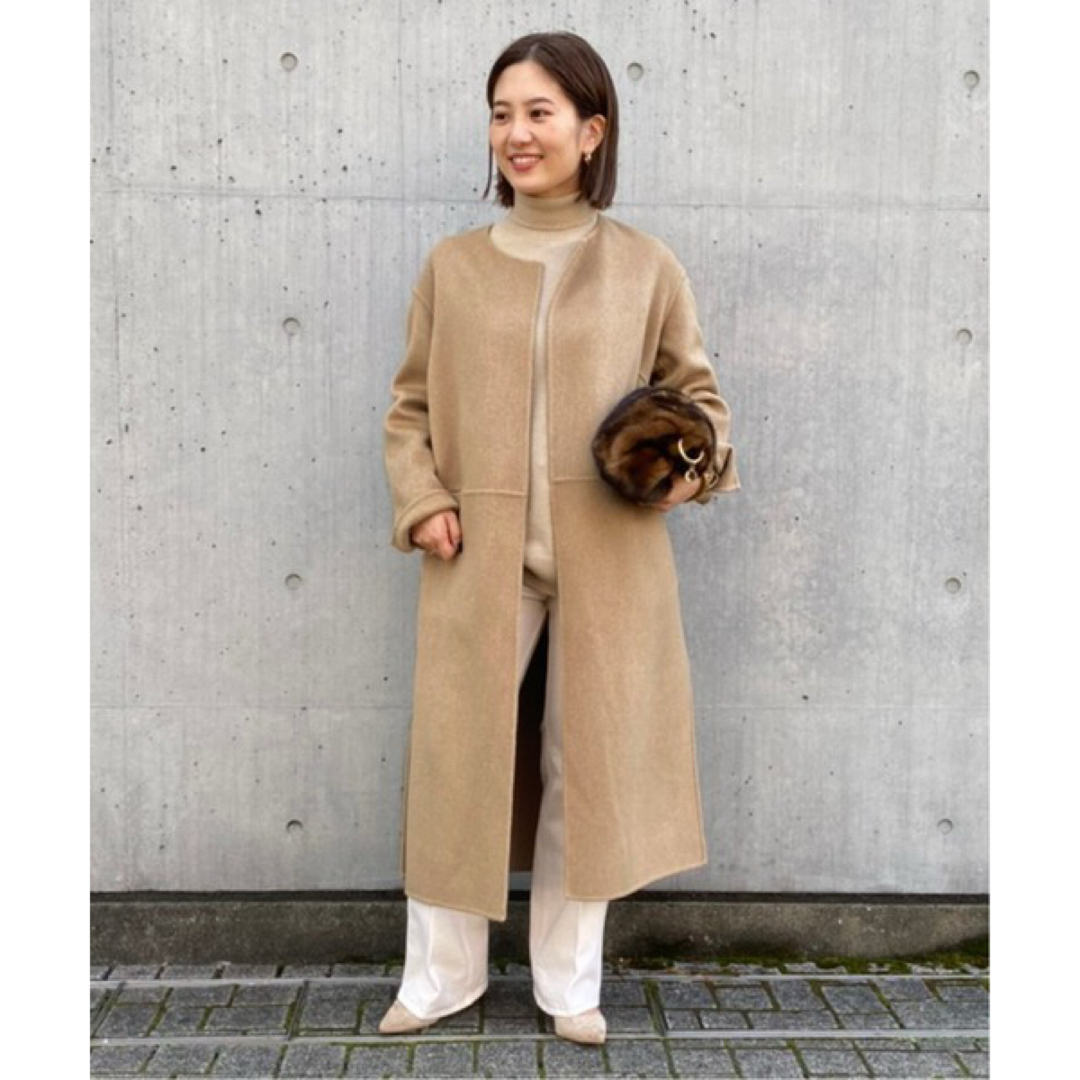 DEUXIEME CLASSE - Victorian リバーロングノーカラーコート DEUXIEME CLASSE - Victorian リバーロングノーカラーコート