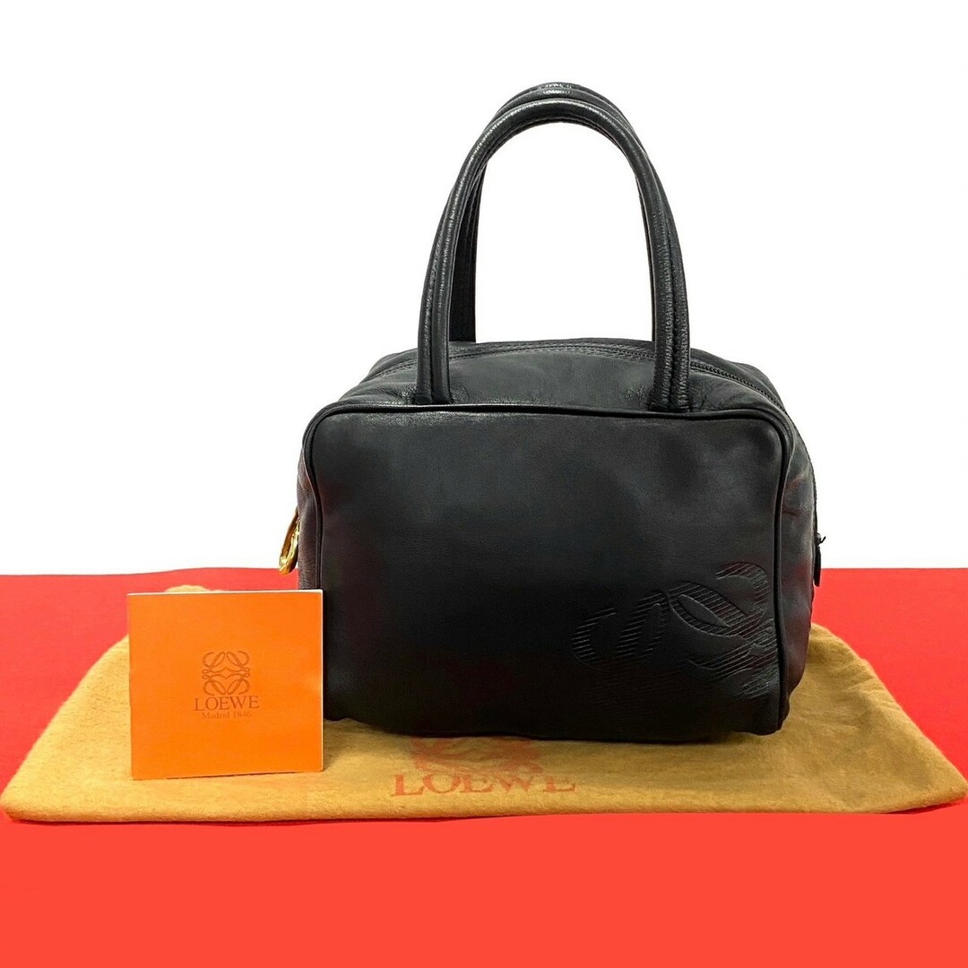 美品 ロエベ レザー ひっくり返る アナグラム ミニボストン 美品 ロエベ レザー ひっくり返る アナグラム ミニボストン