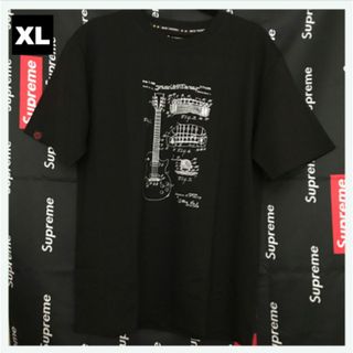 A76) 1955 マッカーティ ギブソン ギターの特許Tシャツ XL 黒(Tシャツ(半袖/袖なし))