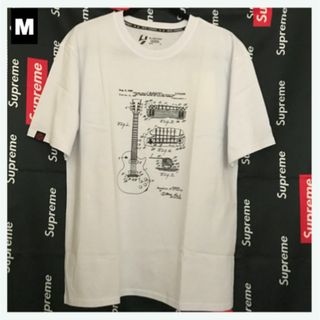 A73) 1955 マッカーティ ギブソン ギターの特許Tシャツ M 白(シャツ/ブラウス(半袖/袖なし))