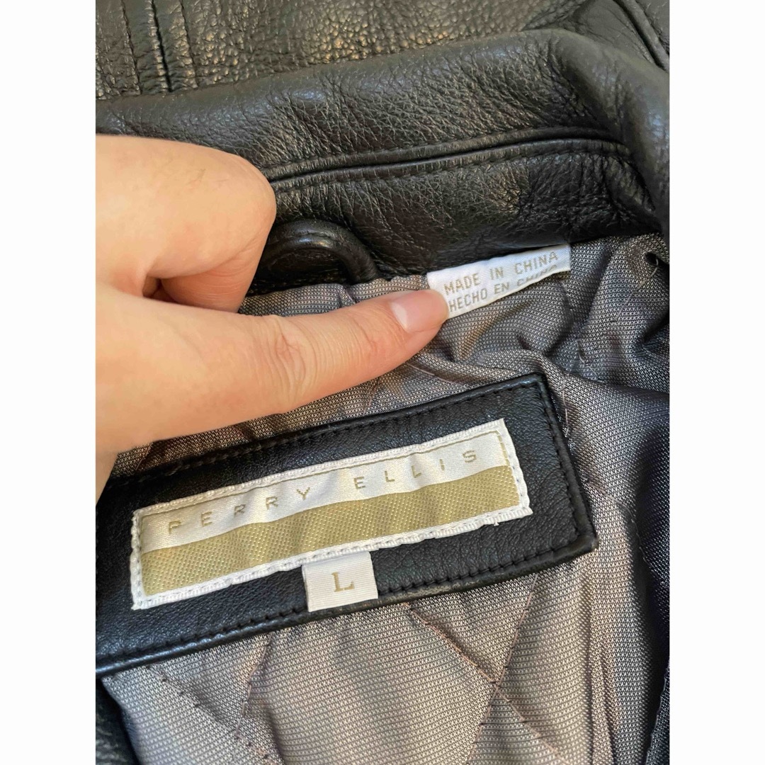 PERRY ELLIS キルティングレザージャケットL VINTAGEブラック PERRY ELLIS キルティングレザージャケットL VINTAGEブラック