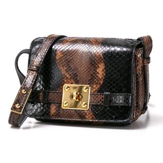 ■美品■ZAGLIANI ザリアーニ ショルダーバッグ パイソンレザー ミニショルダーバッグ 鞄 ターンロック金具 イタリア製 ブランド古着【中古】20241107/RA1890(ショルダーバッグ)