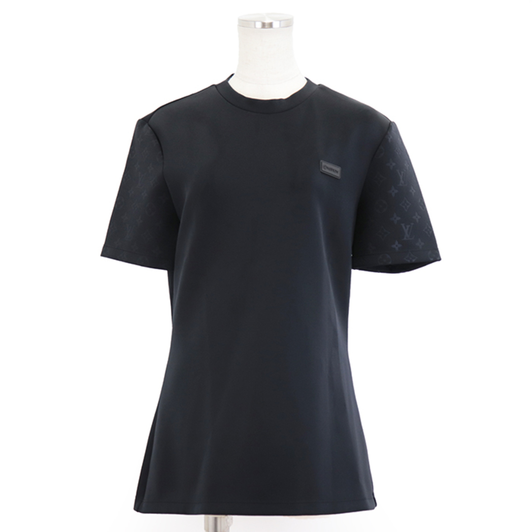 LOUIS VUITTON - ルイ・ヴィトン 2022年製 エンボス モノグラム スリーブ ボンディング Tシャツ ストレッチ カットソー 半袖 レディース サイズ XL ブラック 黒 LOUIS VUITTON RW222W D97 FNTS44