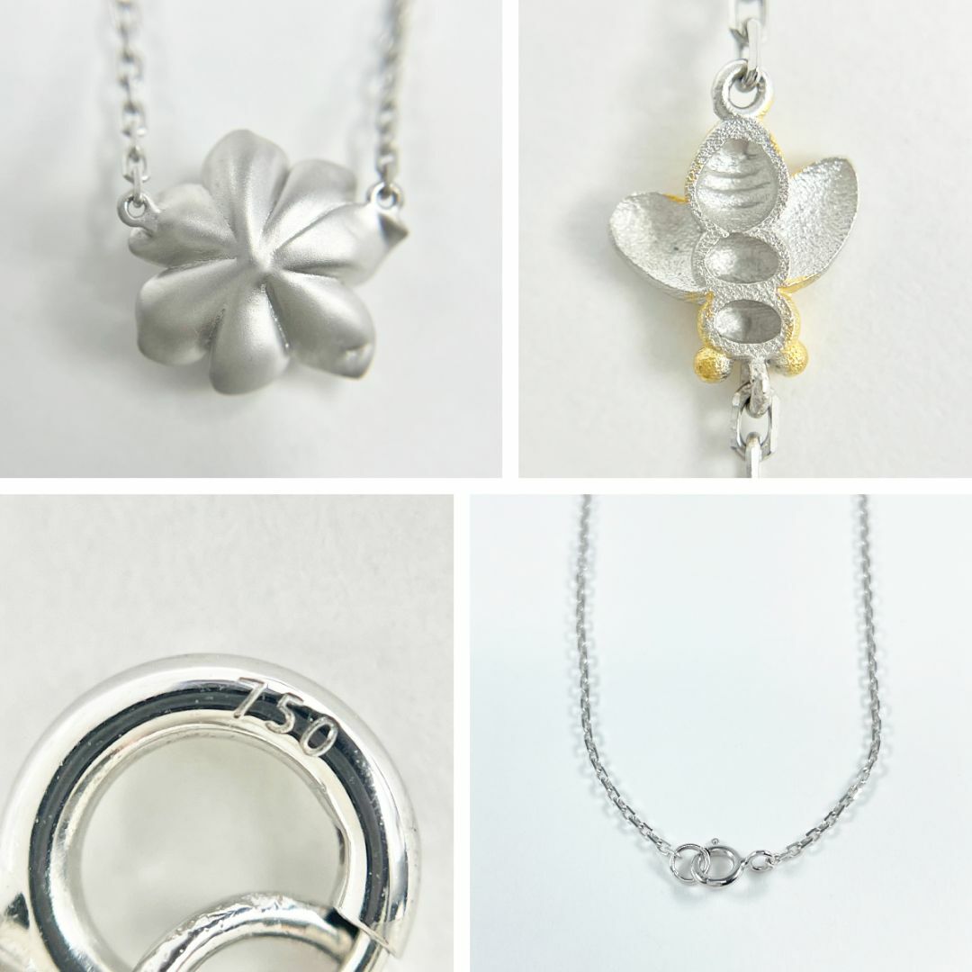 K18WG K18 フラワー ミツバチ モチーフ ネックレス アクセサリー K18WG K18 フラワー ミツバチ モチーフ ネックレス アクセサリー
