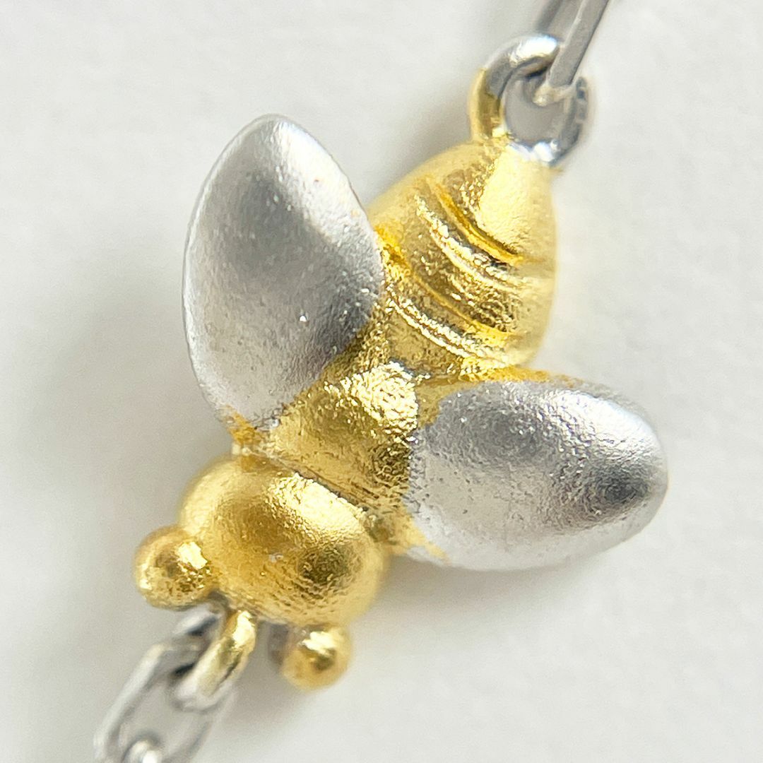 K18WG K18 フラワー ミツバチ モチーフ ネックレス アクセサリー K18WG K18 フラワー ミツバチ モチーフ ネックレス アクセサリー