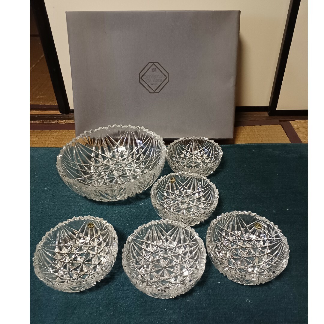 HOYA クリスタルガラス サラダボウルセット レトロ喫茶 昭和 皿 HOYA クリスタルガラス サラダボウルセット レトロ喫茶 昭和 皿