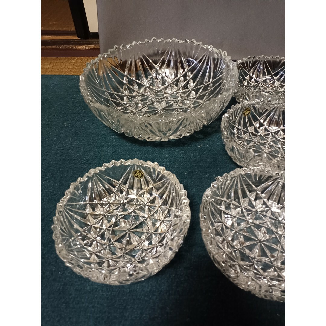 HOYA クリスタルガラス サラダボウルセット レトロ喫茶 昭和 皿 HOYA クリスタルガラス サラダボウルセット レトロ喫茶 昭和 皿