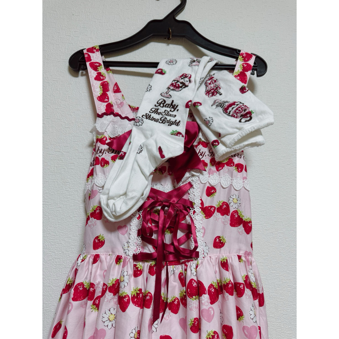 BABY くみゃちゃん パフェ柄 ピンクJSK+オーバーニーソックス BABY くみゃちゃん パフェ柄 ピンクJSK+オーバーニーソックス