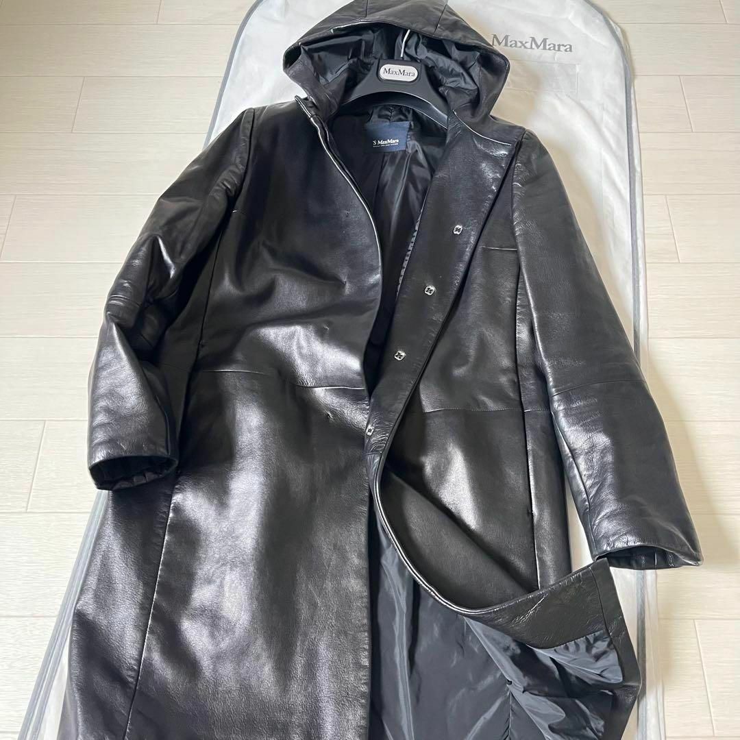 極綺麗❗️本革柔らかい✨レザーフーデット ロングコート 比翼 極綺麗❗️本革柔らかい✨レザーフーデット ロングコート 比翼