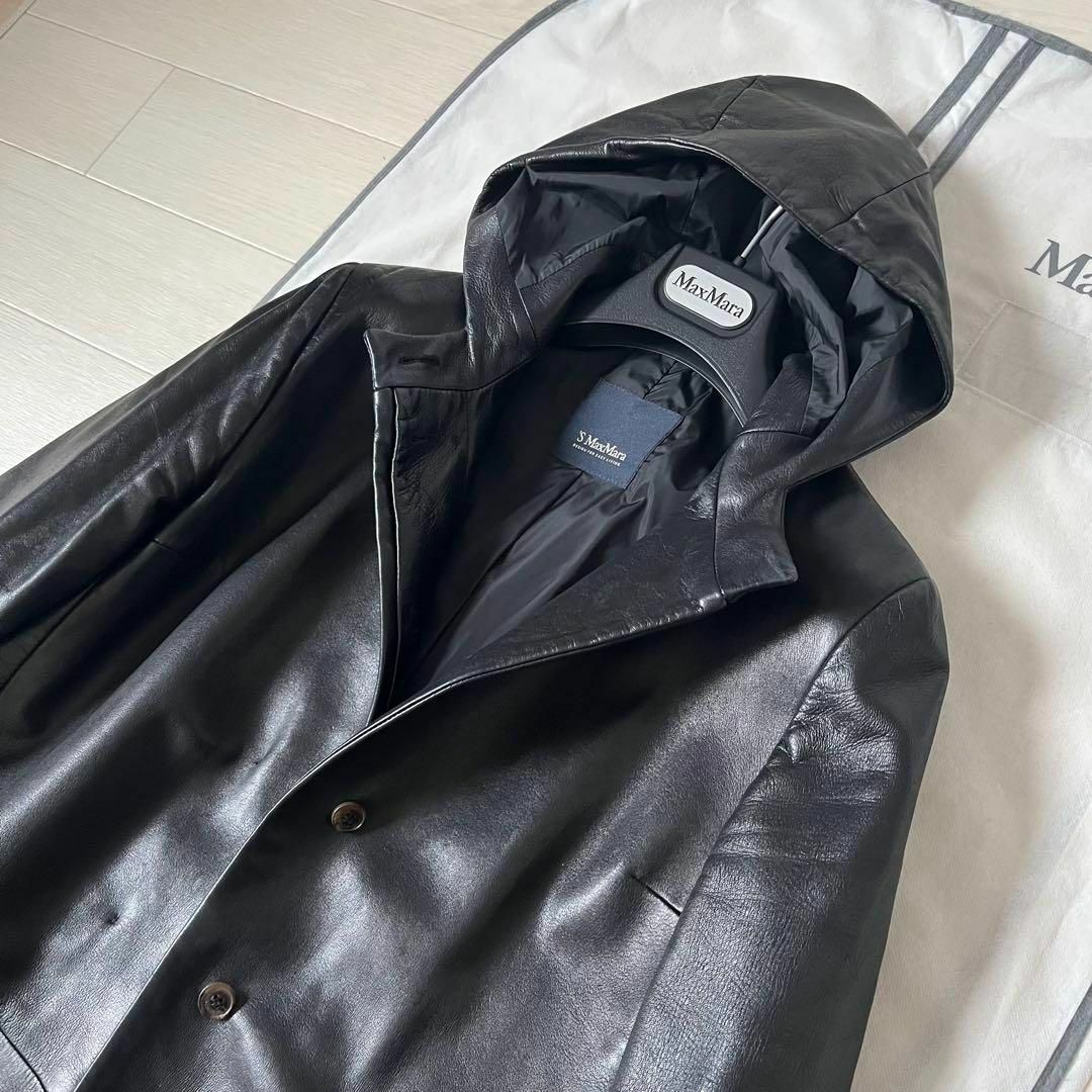 極綺麗❗️本革柔らかい✨レザーフーデット ロングコート 比翼 極綺麗❗️本革柔らかい✨レザーフーデット ロングコート 比翼