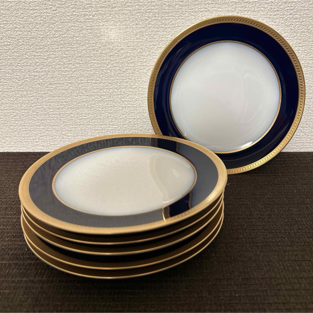 大倉陶園 瑠璃片葉金蝕 デザートプレート 17cm ロイヤルブルー 大倉陶園 瑠璃片葉金蝕 デザートプレート 17cm ロイヤルブルー