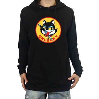 新品 パンク ロカビリー UNLUCKY CAT 猫 ベロ ナイフ パーカー(パーカー)