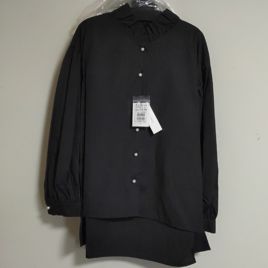 SCOT CLUB - レディース ブラウス 黒 長袖 パール 新品 未使用 SCOT CLUB - レディース ブラウス 黒 長袖 パール 新品 未使用